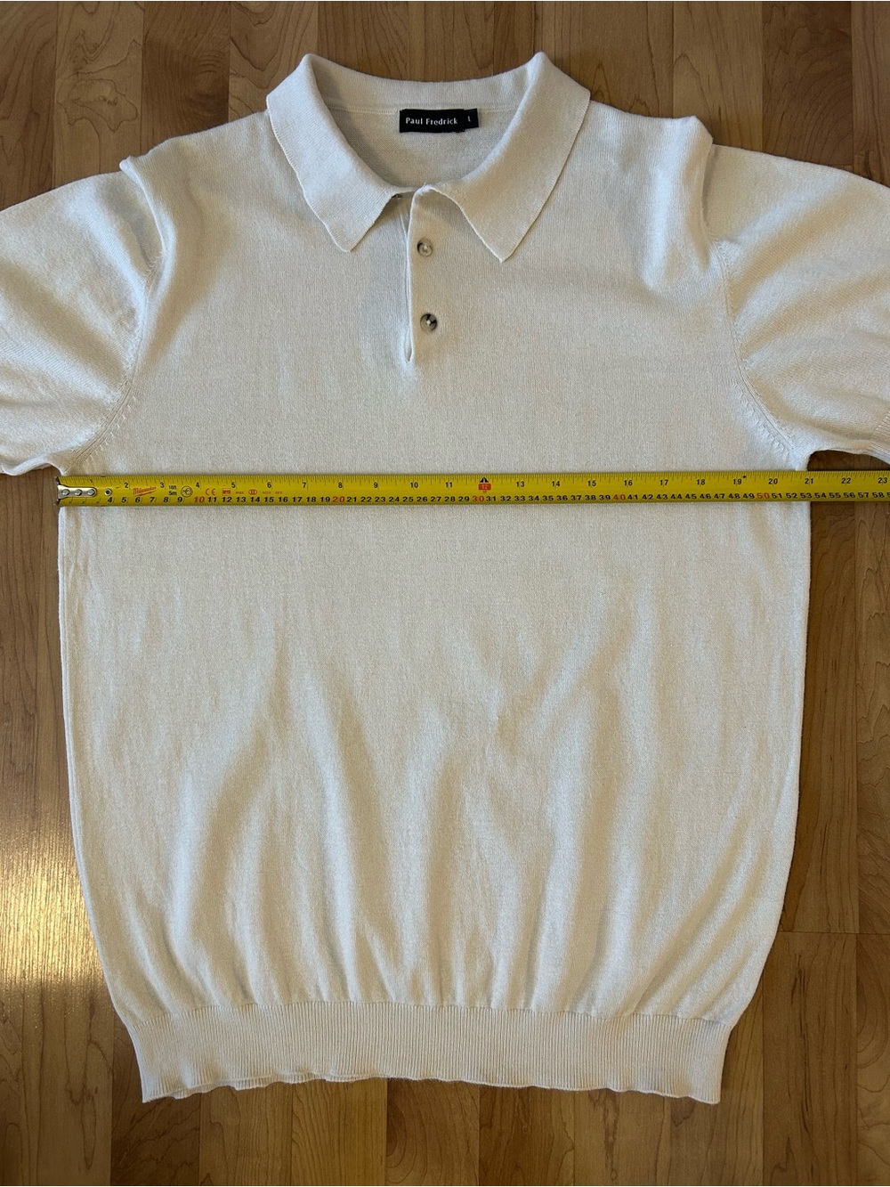 Paul Fredrick Men's Cream Knit Polo - Picture 4 of 8